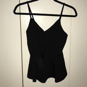 black tank top with triangle cut out in center